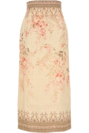 ZIMMERMANN Maxi Skirts, female, , Size: S Printed Linen Illuminate Skirt