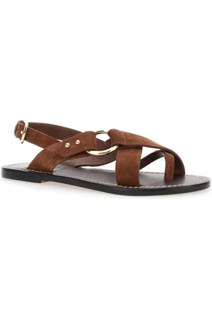 Soeur Flat Sandals, female, , Size: 8 US Leather Sandals with Decorative Ring