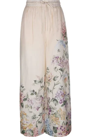 ZIMMERMANN Wide Trousers, female, , Size: XS Floral Halliday Relaxed Pants