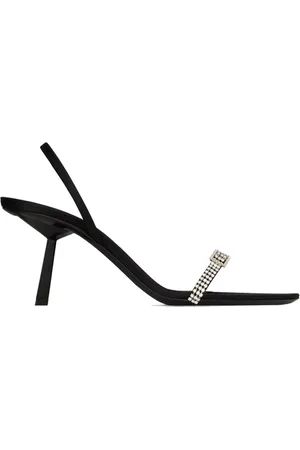 Saint Laurent High Heel Sandals, female, , Size: 7 1/2 US Crystal Detail Leather Sandals