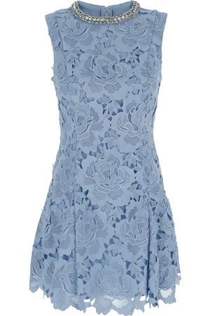 Self-Portrait Short Dresses, female, , Size: S Floral Lace Mini Dress with Rhinestones