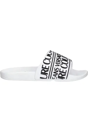 VERSACE Sliders, male, , Size: 6 US Slide Sandals with Relief Logo