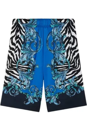VERSACE Beachwear, male, , Size: XL Zebra Print Baroque Outline Shorts