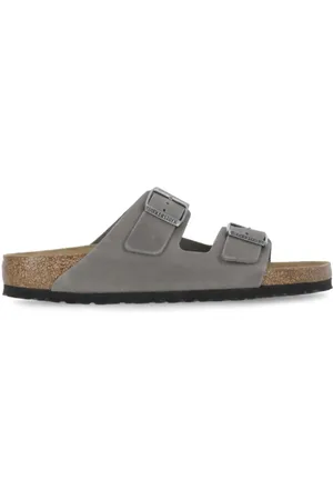 Birkenstock Sliders, male, , Size: 9 US Leather Sandal Front Belts Fastening