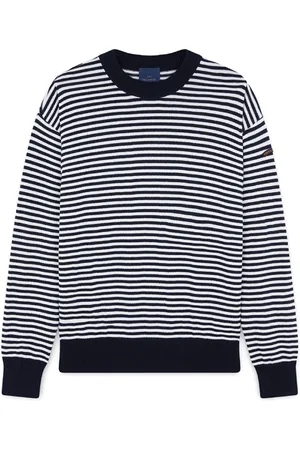 Paul & Shark Round-neck Knitwear, male, , Size: XL Striped Cotton Crewneck Sweater