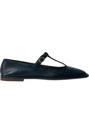 The Row Ballerinas, female, , Size: 10 US Square T-Strap Leather Flats