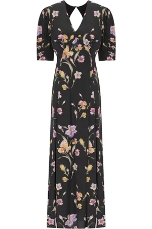 Twin-Set Maxi Dresses, female, , Size: XS Floral Long Dress with V-Neckline