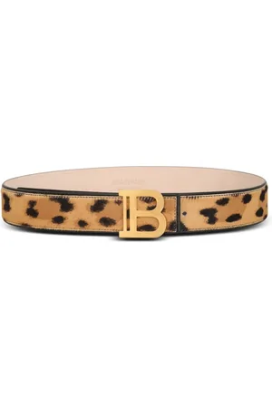 Balmain Belts, female, , Size: 90 CM B-Belt in leopard print leather