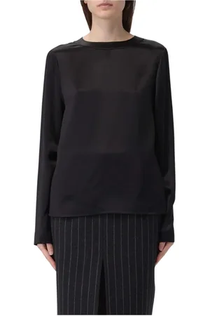 Saint Laurent Long Sleeve Tops, female, , Size: L Elegant Satin Blouse