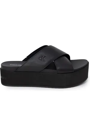 Calvin Klein Sliders, female, , Size: 9 US Cross Strap Platform Sandal