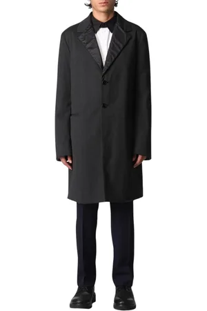 Karl Lagerfeld Single-Breasted Coats, male, , Size: 2XL Classic Tailored Overcoat with Notched Lapels
