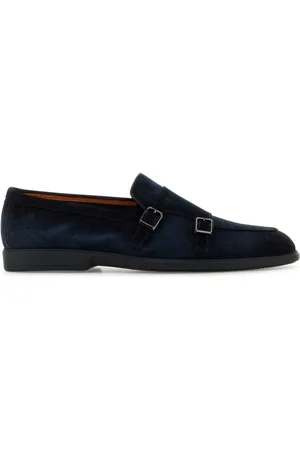 santoni Loafers, male, , Size: 7 1/2 US Midnight Suede Pura Loafers