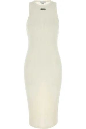 Alexander McQueen Midi Dresses, female, , Size: XS Elegant Ivory Cotton Dress