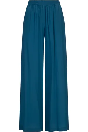 GIANLUCA CAPANNOLO Wide Trousers, female, , Size: M Turquoise Silk Flared Trousers