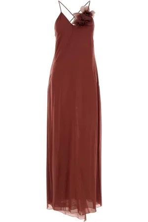 BLUMARINE Maxi Dresses, female, , Size: S Brick Crepe Dress for Women