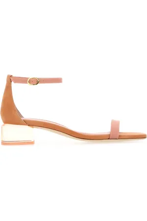 Stuart Weitzman High Heel Sandals, female, , Size: 8 1/2 US Peach Suede Lucite NudistCurve Sandals