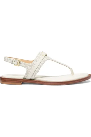 Michael Kors Flat Sandals, female, , Size: 5 US T-bar Sandal with Logo Print