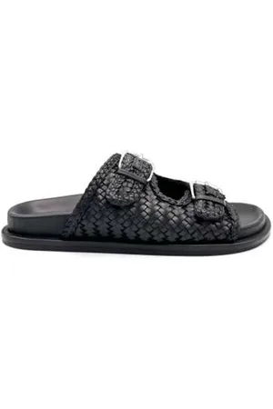 Elena Iachi Sliders, female, , Size: 7 US Braided Leather Flat Sandal