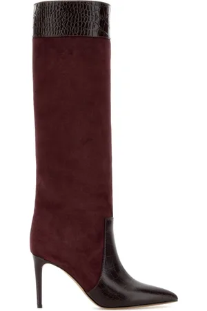 PARIS TEXAS High Boots, female, , Size: 8 1/2 US Burgundy Suede Stiletto Boots