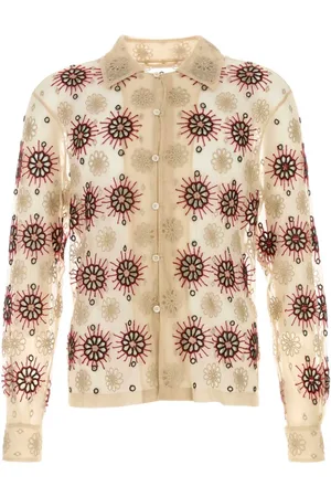 BODE Cardigans, male, , Size: 2XL Embellished Tulle Solarium Shirt