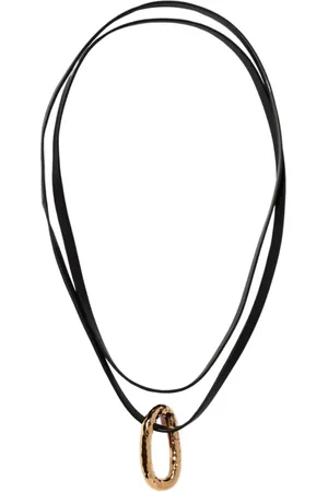 Jil Sander Necklaces, female, , Size: ONE SIZE Gold Pendant Necklace Hammered Oval