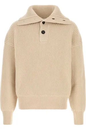 Alexander McQueen Cashmere Knitwear, male, , Size: L Soft Cashmere Sweater in Sand