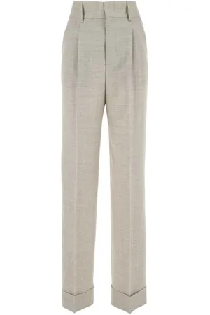 Serafini Straight Trousers, female, , Size: XS Light Grey Wool Blend Stretch Pants