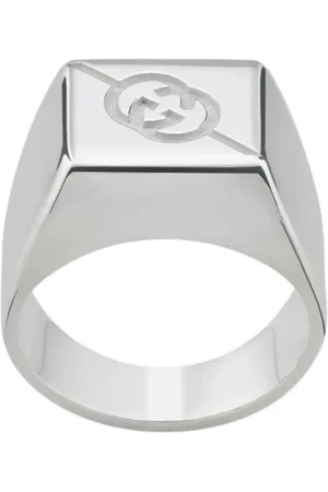 Gucci Rings, female, , Size: 63 MM Engraved Logo Sterling Silver Ring