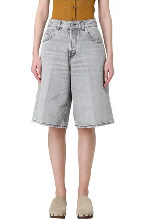 haikure Denim Shorts, female, , Size: W28 Grey Distressed Denim Shorts