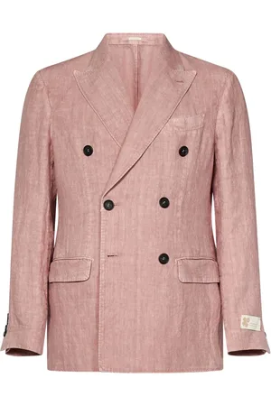 MASSIMO ALBA Blazers, male, , Size: M Linen Double-Breasted Jacket