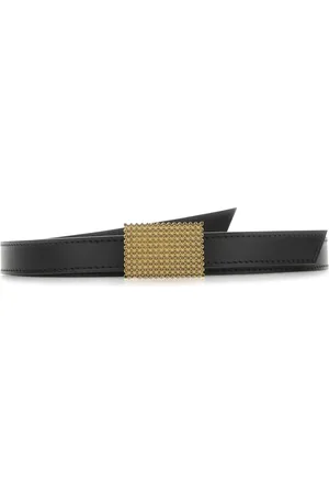Lanvin Belts, female, , Size: 80 CM Gold Square Buckle Leather Belt