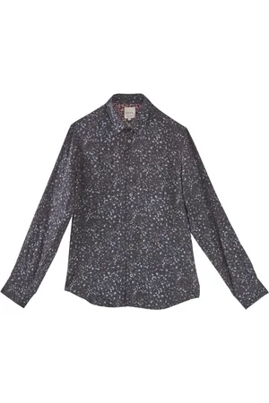 Paul Smith Casual Shirts, male, , Size: M Leopard Print Blue Long Sleeve Shirt