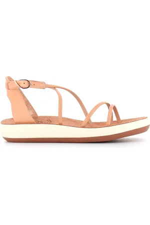 Ancient Greek Sandals Flat Sandals, female, , Size: 10 US Leather Sandals with Side Buckle