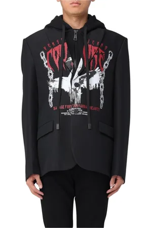 VERSACE Blazers, male, , Size: XL Graphic Print Hooded Blazer Men