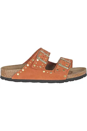 Birkenstock Sliders, female, , Size: 7 US Arizona Rivet Suede Leather Sandals Narrow