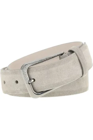 Brunello Cucinelli Belts, female, , Size: XL Suede Belt with Square Buckle