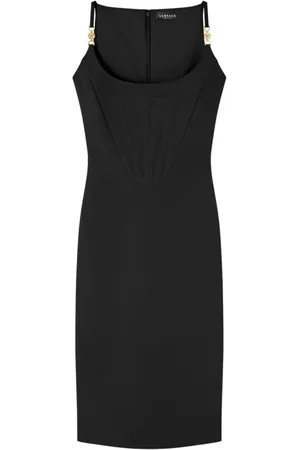 VERSACE Midi Dresses, female, , Size: S Sleeveless Dress with Medusa 95 Hardware