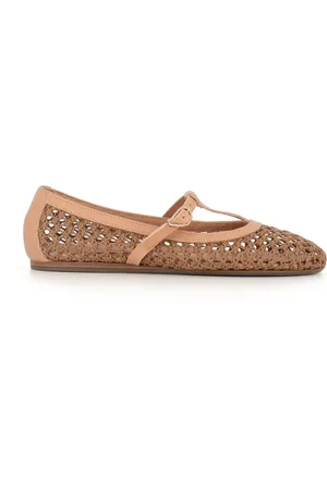 Ancient Greek Sandals Ballerinas, female, , Size: 9 US Ballerina Sandals in Raffia and Leather