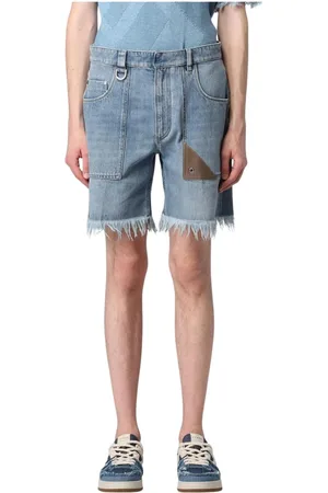 Fendi Denim Shorts, male, , Size: W33 Distressed Hem Denim Shorts