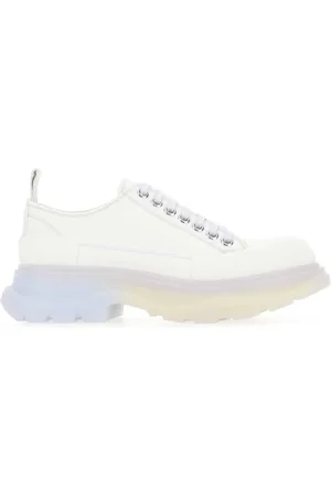 Alexander McQueen Sneakers, female, , Size: 10 US Chalk Canvas Lace-Up Sneakers