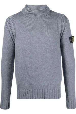 Stone Island Turtlenecks, male, , Size: 10 Y Grey Ribbed High Neck Sweater