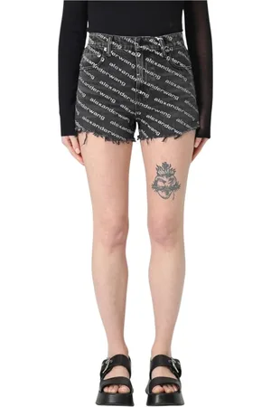 Alexander Wang Denim Shorts, female, , Size: W27 Logo Print Denim Shorts