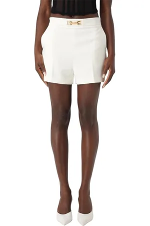 Elisabetta Franchi Short Shorts, female, , Size: XL Lemon Tailored Shorts Gold Buckle