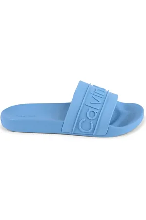Calvin Klein Sliders, female, , Size: 9 US Embossed Slide Sandals