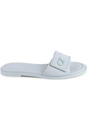 Calvin Klein Sliders, female, , Size: 8 US Leather Strappy Sandal with Buckle