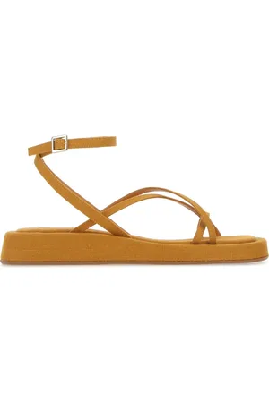 Gia Borghini Flat Sandals, female, , Size: 11 US Mustard fabric Rosie 16 sandals