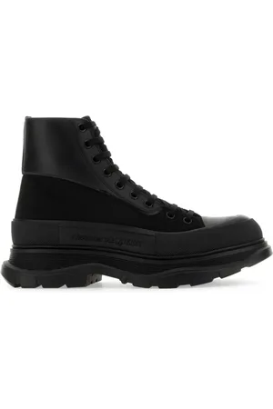 Alexander McQueen Lace-up Boots, male, , Size: 10 US Canvas and leather ankle boots