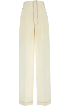 Serafini Straight Trousers, female, , Size: S Ivory Polyester Blend Stylish Pants