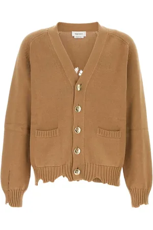 Alexander McQueen Cardigans, male, , Size: L Cotton Cardigan in Biscuit Color
