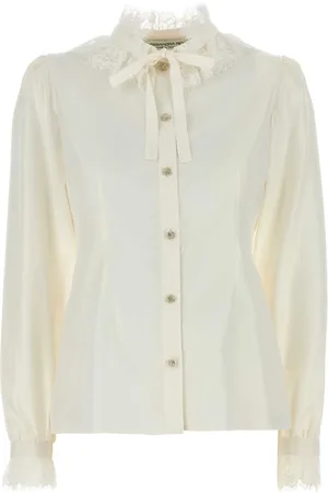 Alessandra Rich Shirts, female, , Size: S Silk Blouse with Lace Detail